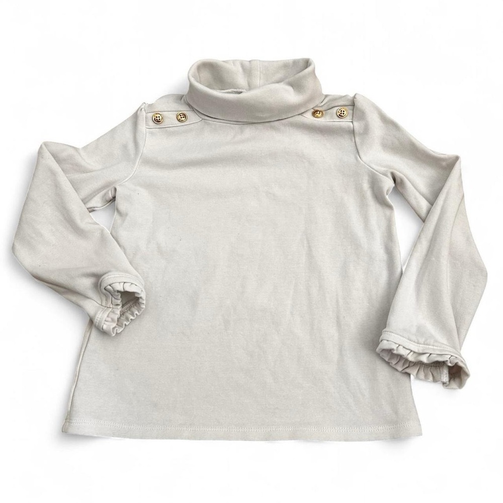 Gymboree adorable white cotton turtleneck top with cute golden buttons